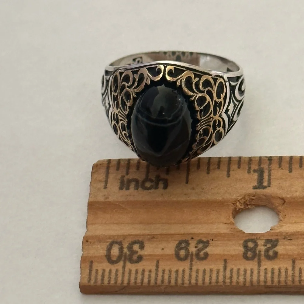 925 Sterling silver ring black stone